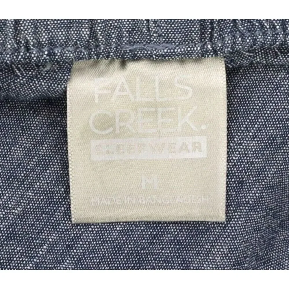 Falls Creek‎ Pajama Pants Mens M Blue Heathered 100% Pockets Pockets Drawstring